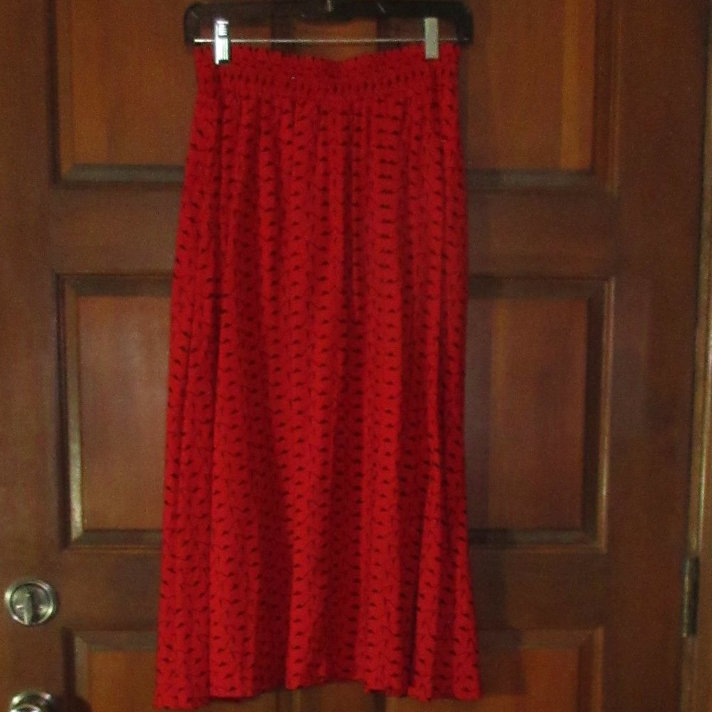 Red Rayon Maxi Shoe Skirt Medium